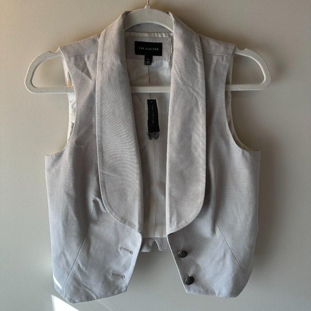 NEW The Limited Textured Cream Striped Tailored Vest NWT | Size S
